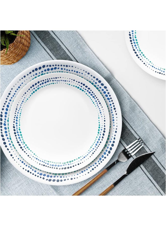 Corelle Ocean Blues 16-Piece Dinnerware Set, Vitrelle Glass, Chip & Break Resistant, Lightweight & Stackable, Dishwasher & Microwave Safe, Service for 4, Includes 4 x Dinner Plates, 4 x Bread & Butter Plates, 4 x 10 oz Soup Bowls & 4 x 18 oz Cereal Bowls - Image 2
